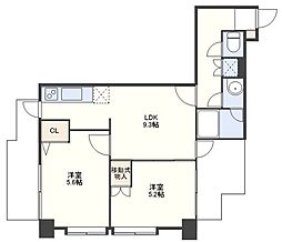ユーロハイツ岩屋 2LDKの間取図画像