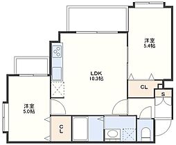 ノール住吉 2LDKの間取図画像