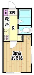 K2レジデンス 1Kの間取図画像