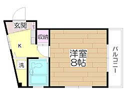 グランヒルズ 1Kの間取図画像
