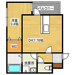 Esperanza江波 1階1DKの間取り