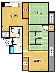 第二吉岡ビル 6階3DKの間取り