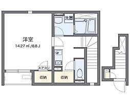 クレイノ八幡 2階1Kの間取り