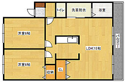 フローラ山本 3階2LDKの間取り