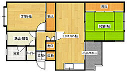 フェリスII 3階2LDKの間取り