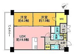グランアークテラス 806 8階2LDKの間取り