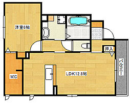 コーポにほじま 1階1LDKの間取り
