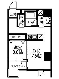 Residence Iconn KAWARAMACHI 4階1DKの間取り
