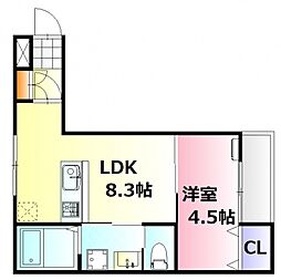 アーデル牛田新町Ｂ棟 1階1LDKの間取り