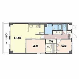 ハウジング舟入南 3階2LDKの間取り