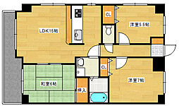 ロイヤルガーデン 8階3LDKの間取り