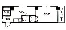 アポロビル 4階1Kの間取り