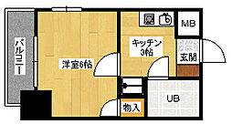 ダイアパレス比治山パークサイド 11階1Kの間取り