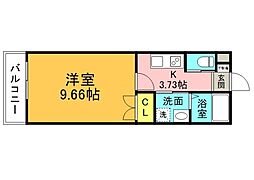 M・テラス上安B棟 1Kの間取図画像