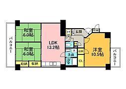 バルミーパーク横川 3LDKの間取図画像