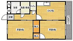 オダマンション 2DKの間取図画像