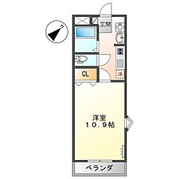 リバーサイド府中 1Kの間取図画像