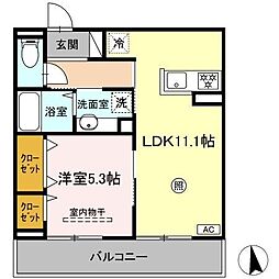 ルーチェ船越 1LDKの間取図画像