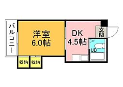 Yビル 1DKの間取図画像