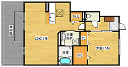 アンジュール 1LDKの間取図画像