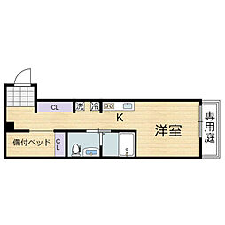 リバーノース中筋 ワンルームの間取図画像