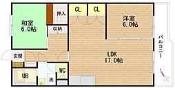 とぴあビル 2LDKの間取図画像