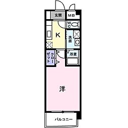 フィオーレジュネス 1Kの間取図画像