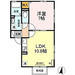 プリメーラいそあい2 1LDKの間取図画像