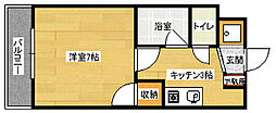 レジャンデール2 1Kの間取図画像