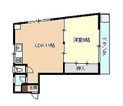 ユービル 1LDKの間取図画像