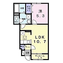 シャトーKINKI A 1LDKの間取図画像