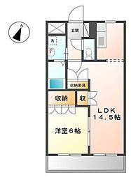ベルジュ1番館 1LDKの間取図画像