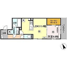 campanella舟入南 1LDKの間取図画像