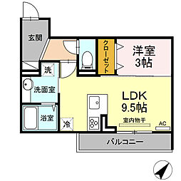 アネックス伍番館 1LDKの間取図画像