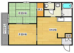 フレグランスK 2DKの間取図画像
