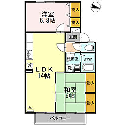 セジュール細馬 2LDKの間取図画像