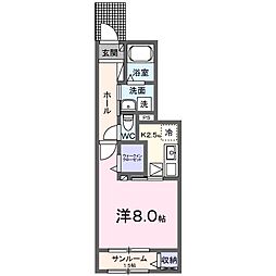 ブライト フェイバー.K 1Kの間取図画像