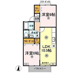 セジュール田中 2LDKの間取図画像