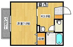 セジュール相田C 1Kの間取図画像