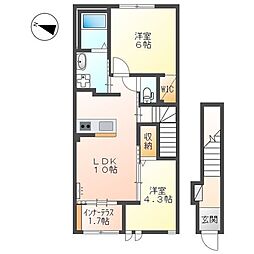 プリオールクレシア 2LDKの間取図画像