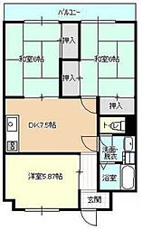 第3植野ビル 3DKの間取図画像