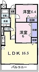 モラーダ上安 2LDKの間取図画像