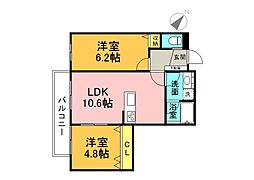 カネモトハウス 2LDKの間取図画像