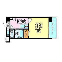パークサイド羽衣 1Kの間取図画像