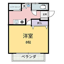 サファイアハイツ 1Kの間取図画像