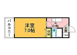 ウィルビル 1Kの間取図画像