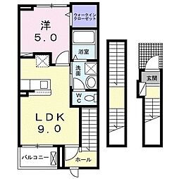 カメリア2 1LDKの間取図画像