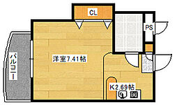 中川ビル ワンルームの間取図画像