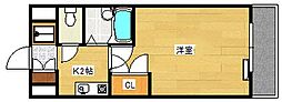 ユーアイビル西観音 1Kの間取図画像