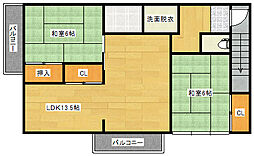ヴェルデュール 2LDKの間取図画像